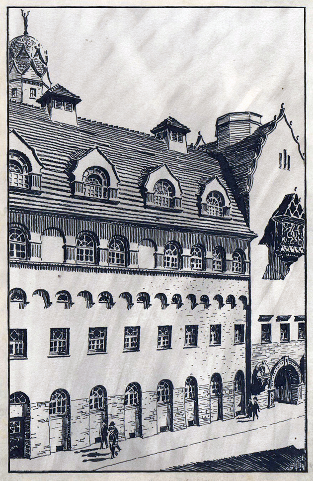 Zeichnung des Hofes von Wilhelm Jost. Foto: Stadtarchiv Halle.