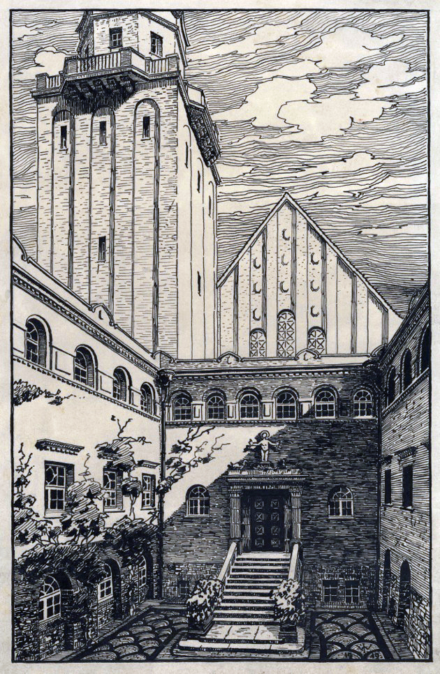 Zeichnung des Hofes von Wilhelm Jost. Foto: Stadtarchiv Halle.